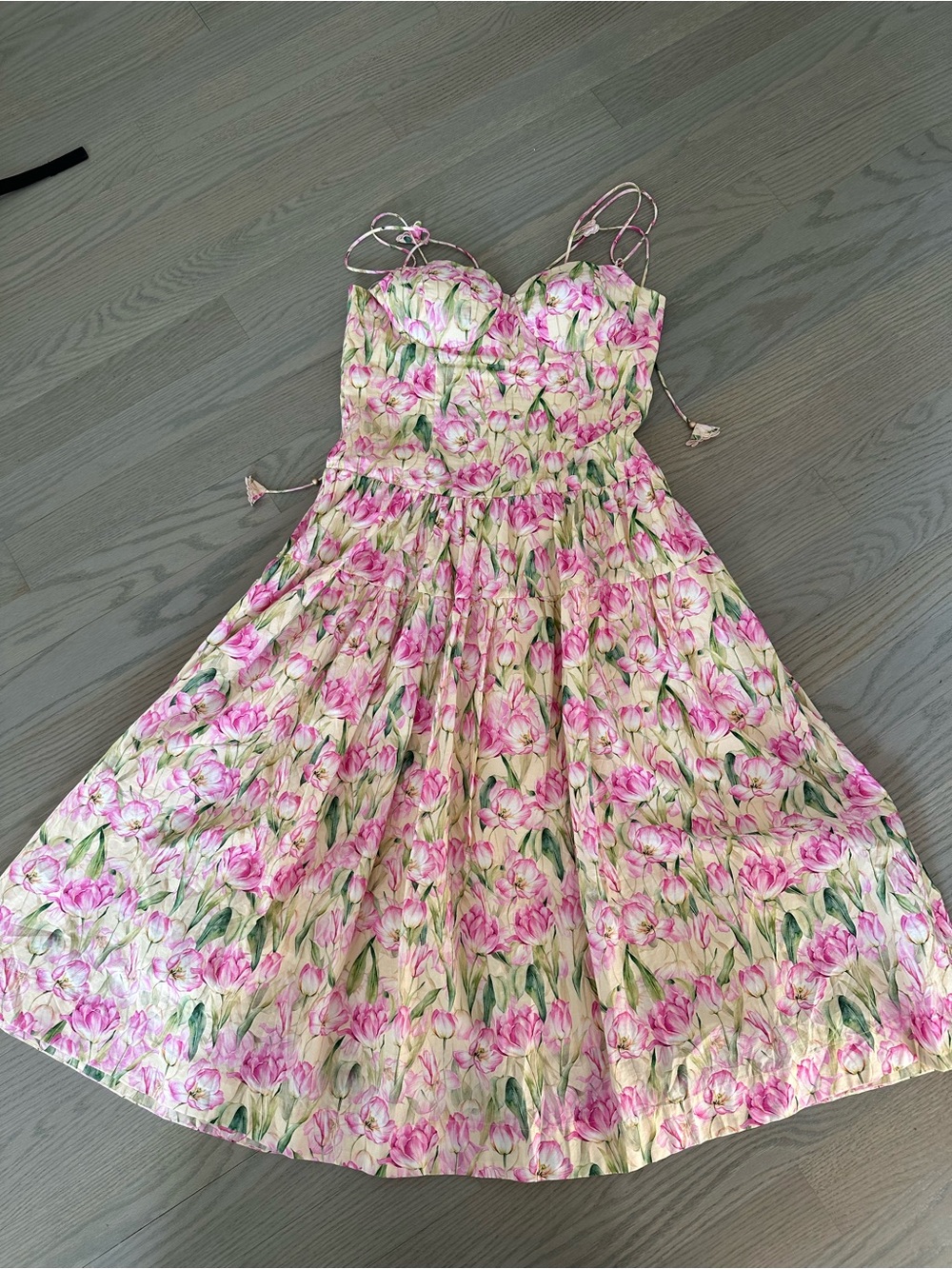 Girls Pink Floral Sundress with Spaghetti Straps